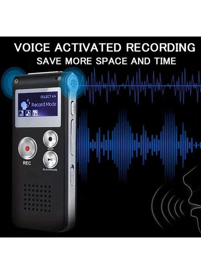 1pc Silvery 8GB USB Rechargeable Digital Audio Recorder 650H Recording Capacity Compact Portable MP3 Player for Lectures Conferences Interviews - Image 4